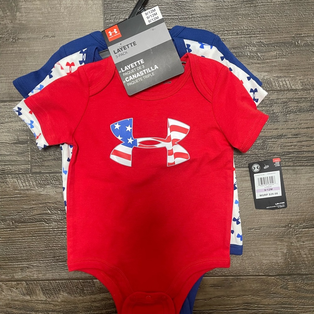 NWT Baby Boy Under Armour 3 pack onesies